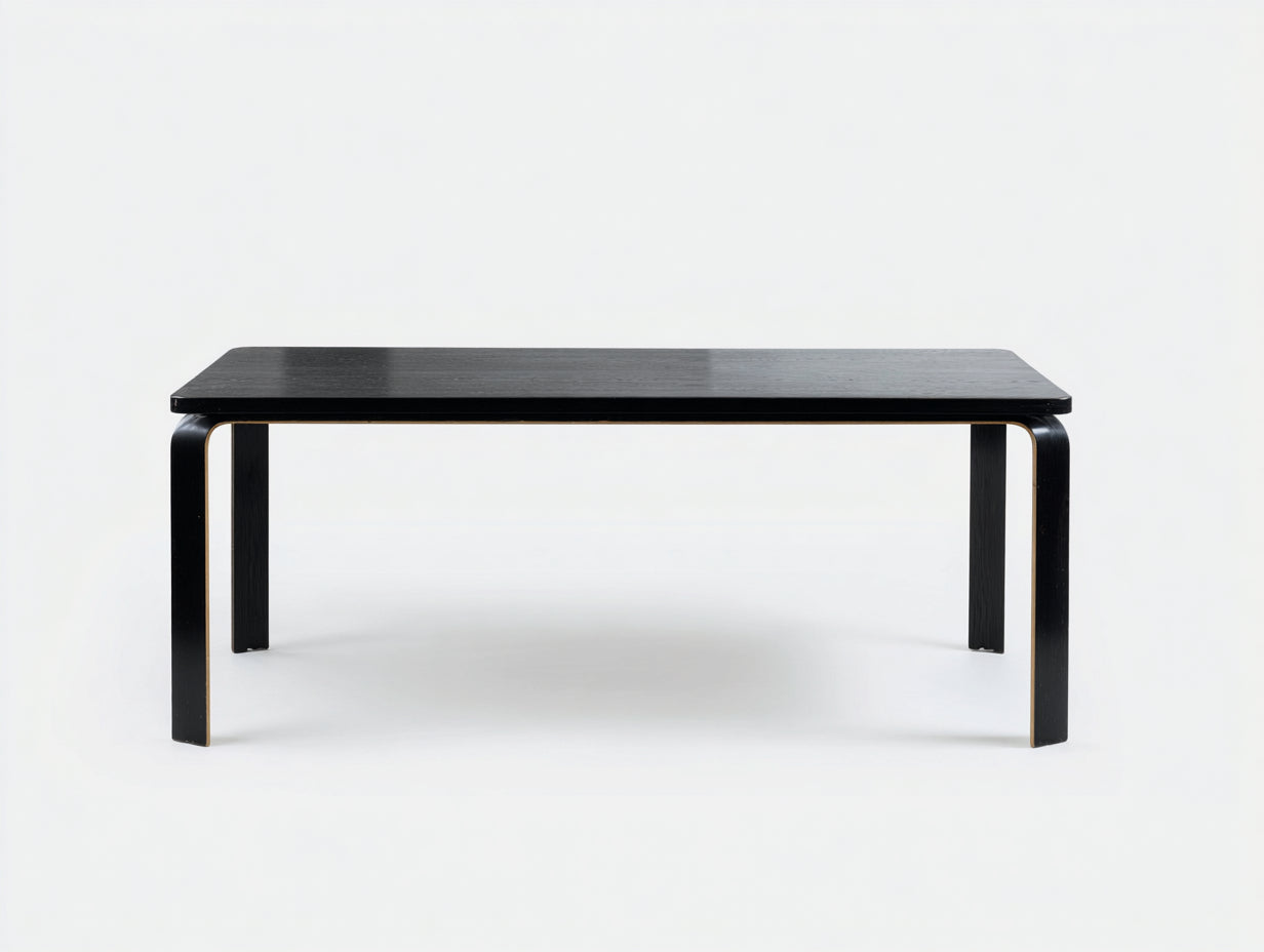 Schwarzer rechteckiger Tisch-Holz-178×86×75 cm-Schwarz-Esszimmer-sanft gerundetes Gestell