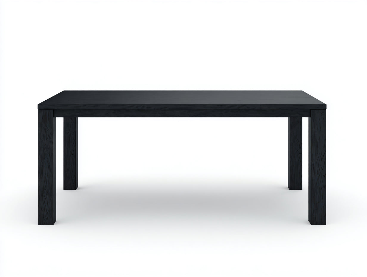 Schwarzer rechteckiger Tisch-Holz-192×91×75 cm-Schwarz-Esszimmer-breite Vierbeinoptik