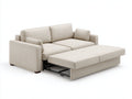 Zweisitzer Schlafsofa-Strukturstoff-200×98×86 cm-Hellbeige-Wohnzimmer-ausziehbare Liegefläche