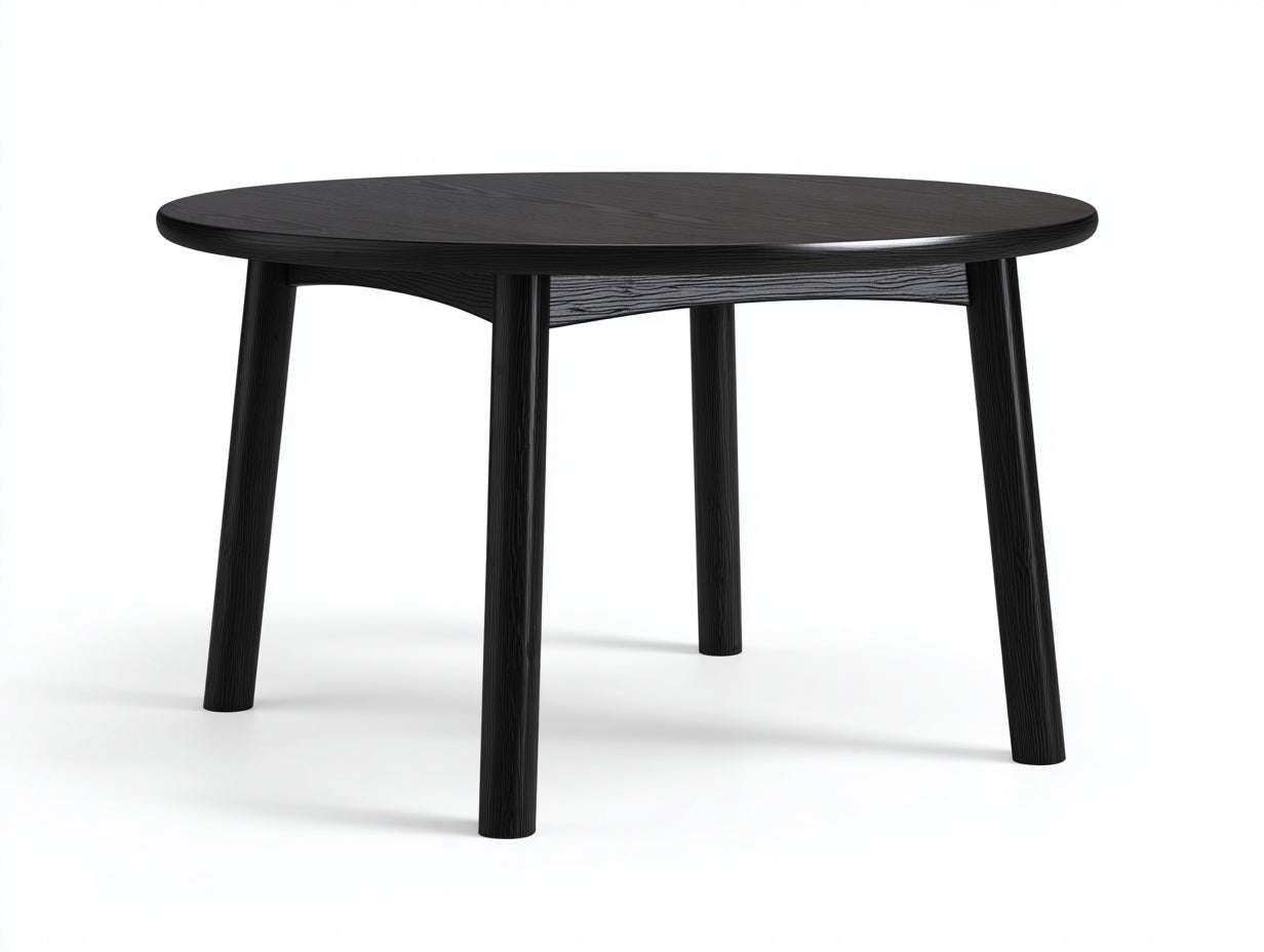 Niedriger Esstisch-Holz-118×118×63 cm-Schwarz-Esszimmer-gebogene Zargenform