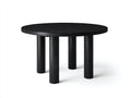 Niedriger Esstisch-Holzwerkstoff-130×130×75 cm-Schwarz-Esszimmer-moderne runde Form
