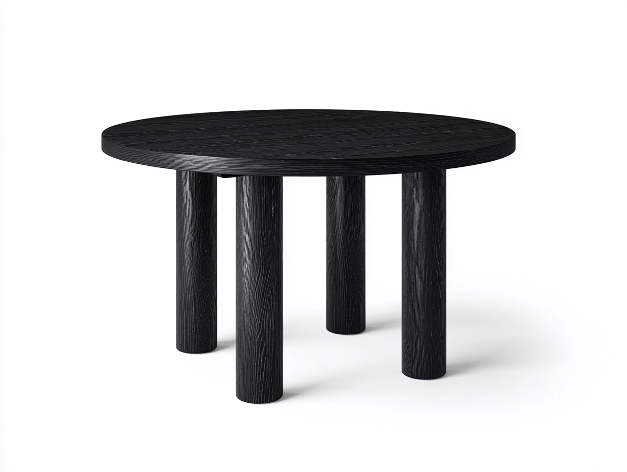 Niedriger Esstisch-Holzwerkstoff-130×130×75 cm-Schwarz-Esszimmer-moderne runde Form