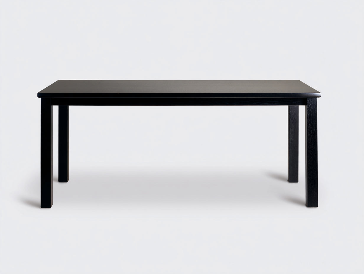 Schwarzer rechteckiger Tisch-Holz-188×90×75 cm-Schwarz-Esszimmer-klare Vierbeinstruktur