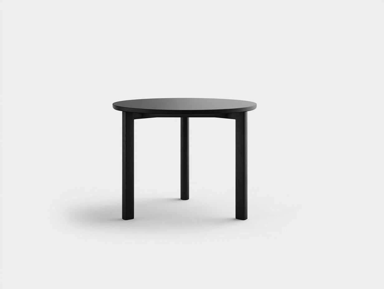 Niedriger Esstisch-Holzwerkstoff-135×135×75 cm-Schwarz-Esszimmer-rundes Essmöbel im modernen Stil