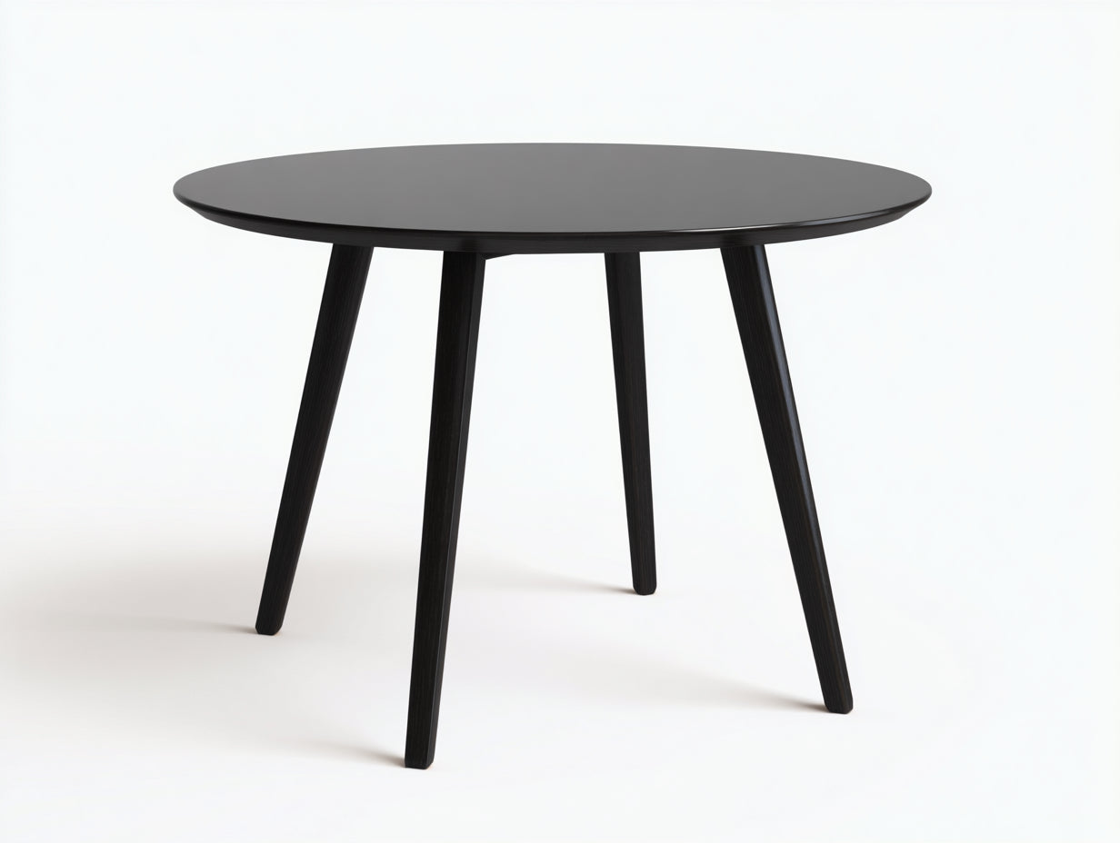 Niedriger Esstisch-Holzwerkstoff-100×100×75 cm-Schwarz-Esszimmer-runde Tischplatte