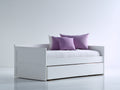 Zweisitzer Schlafsofa-Holz-201×96×84 cm-Weiß-Wohnzimmer-kompakte Ausziehfunktion