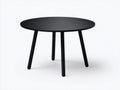 Niedriger Esstisch-Holz-120×120×64 cm-Schwarz-Esszimmer-runde Vierbeinoptik