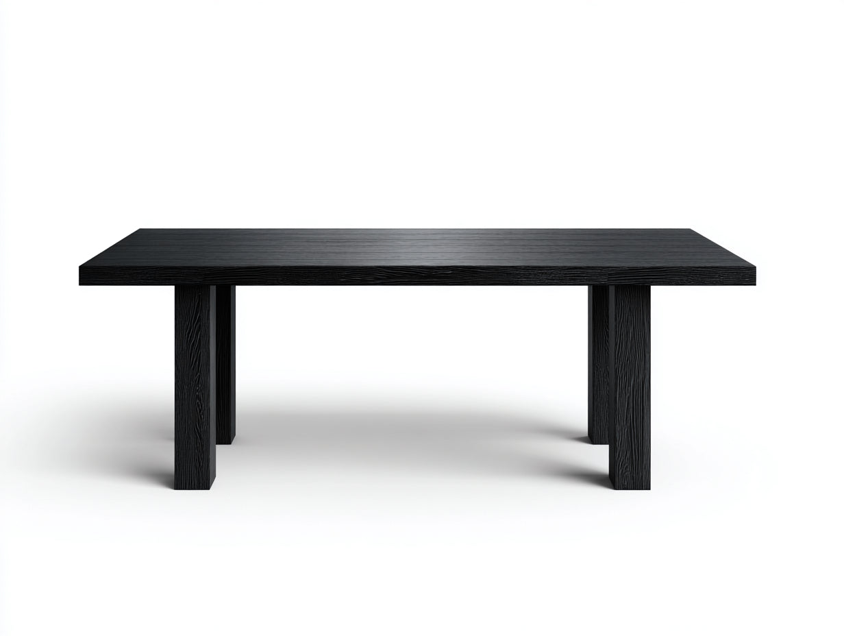 Schwarzer rechteckiger Tisch-Holz-190×90×75 cm-Schwarz-Esszimmer-markante Vierbeinoptik