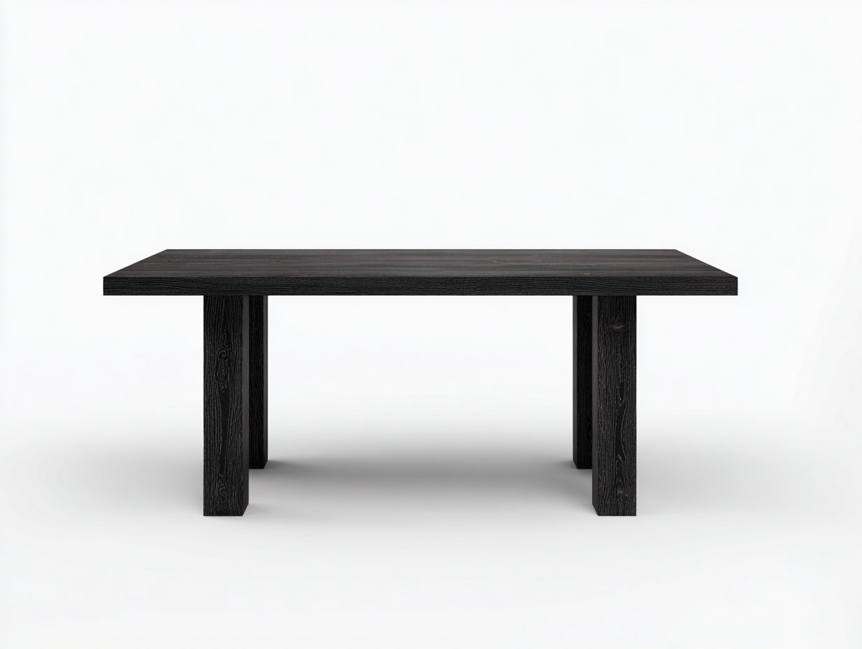 Schwarzer rechteckiger Tisch-Holz-176×84×75 cm-Schwarz-Esszimmer-innen gesetzte Stützen
