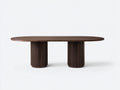 Niedriger Esstisch-Holz-170×95×63 cm-Dunkelbraun-Esszimmer-ovale Form mit gerippten Rundsockeln