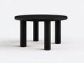 Niedriger Esstisch-Holz-114×114×61 cm-Schwarz-Esszimmer-massive Rundbeinoptik