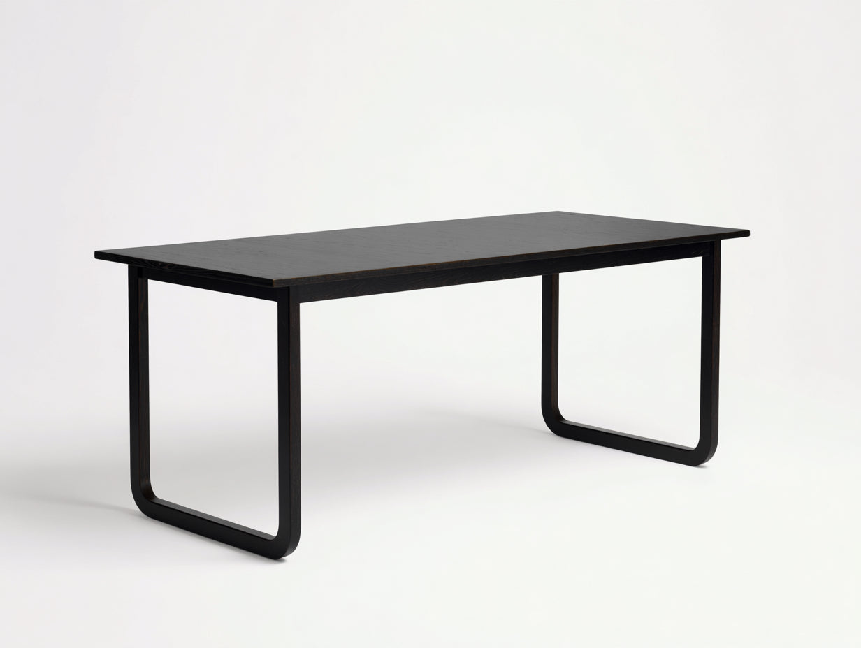 Schwarzer rechteckiger Tisch-Holz-Metall-190×90×75 cm-Schwarz-Esszimmer-U-Gestell modern