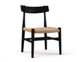 Rattansessel-Holz-Seilgeflecht-54×55×78 cm-Schwarz/Natur-Esszimmer-gebogene Querlehne