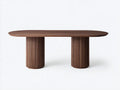 Niedriger Esstisch-Holzwerkstoff-200×100×75 cm-Braun-Esszimmer-ovales Design mit gerillten Standfüßen