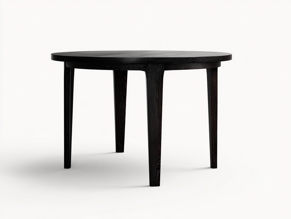 Niedriger Esstisch-Holz-110×110×62 cm-Schwarz-Esszimmer-schlanke Vierbeinoptik
