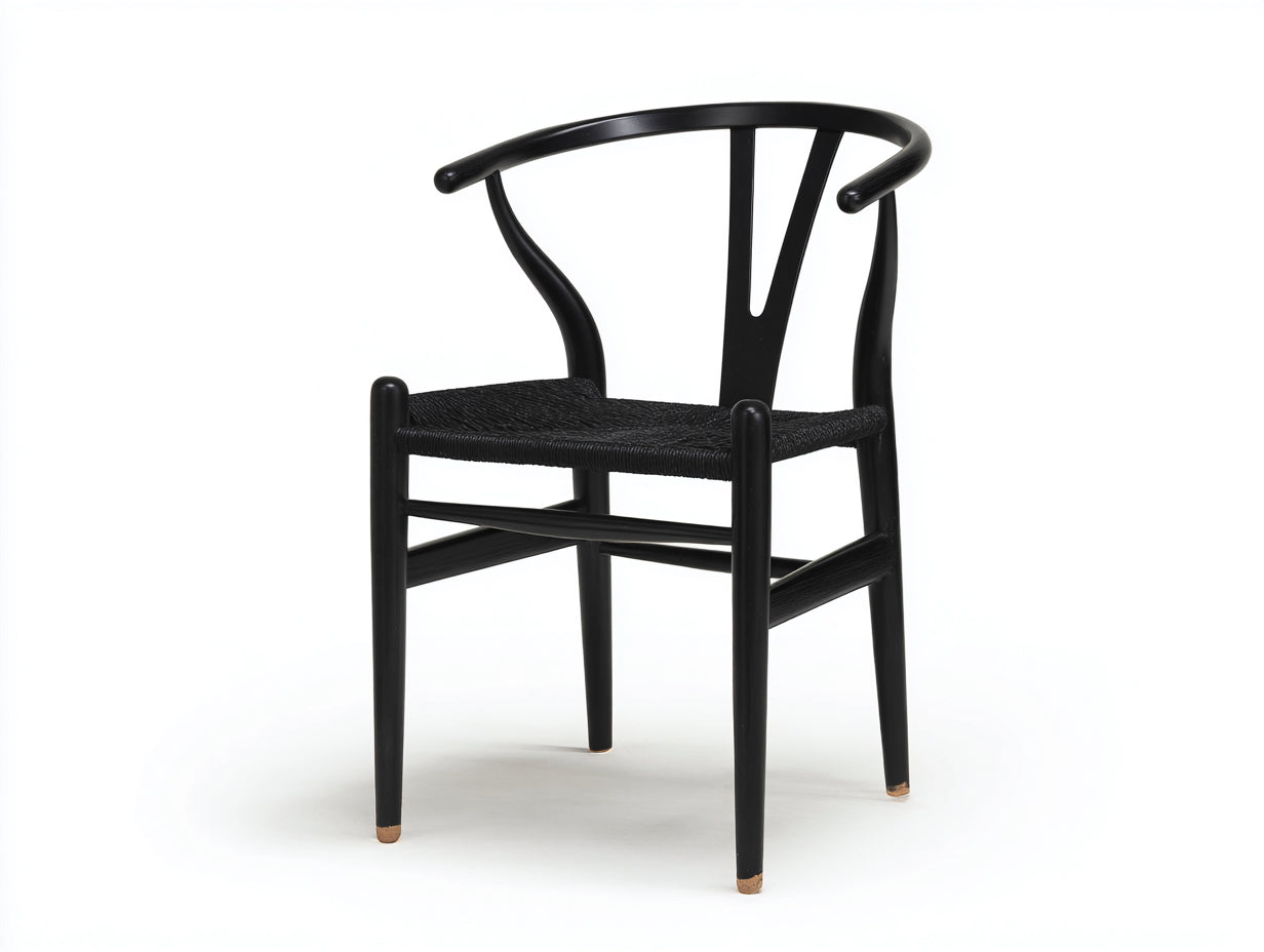 Rattansessel-Holz-Seilgeflecht-57×56×79 cm-Schwarz-Esszimmer-geschwungene Armlehne