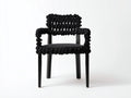 Rattansessel-Holz-Seilgeflecht-Stoff-58×56×78 cm-Schwarz-Esszimmer-breite Flechtkante