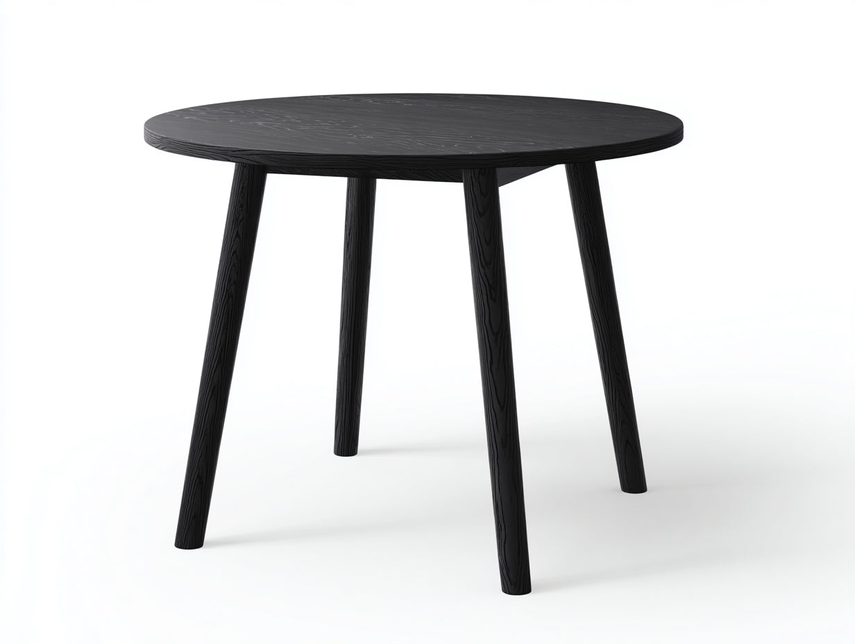 Niedriger Esstisch-Holzwerkstoff-110×110×75 cm-Schwarz-Esszimmer-matte Holzmaserung