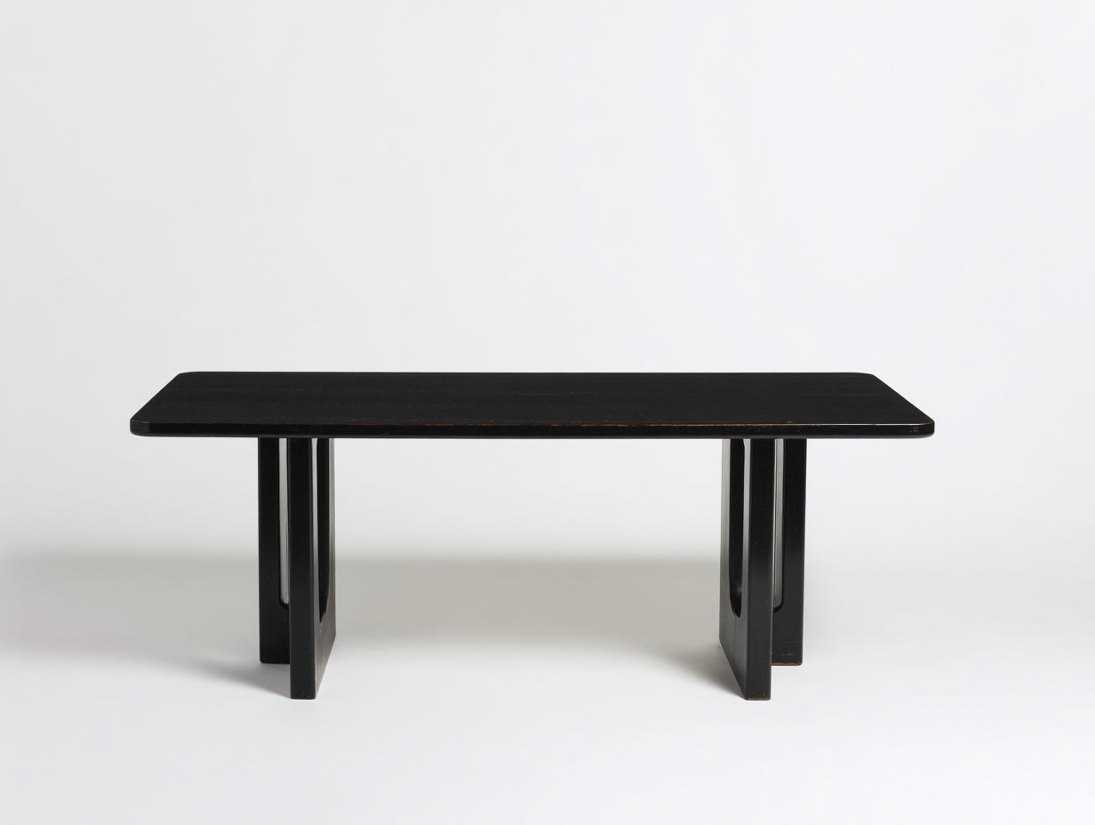 Schwarzer rechteckiger Tisch-Holz-180×90×75 cm-Schwarz-Esszimmer-minimalistisches Design